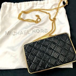 Michael Kors black and gold clutch